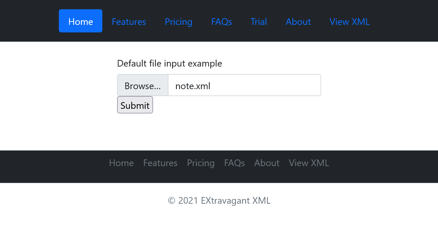 Screenshot of uploading EXtravagant exploit XML