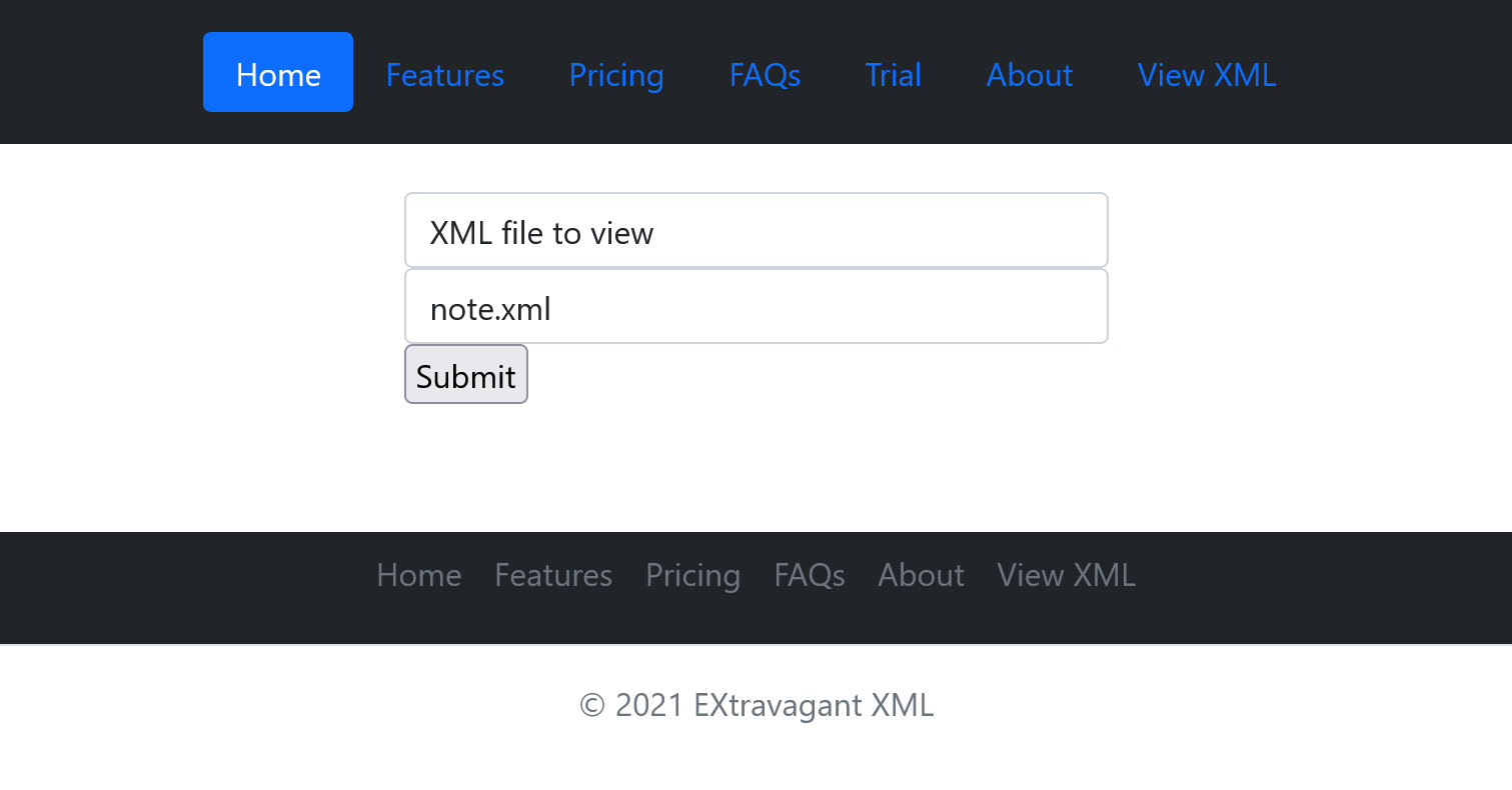 Screenshot of viewing EXtravagant exploit XML