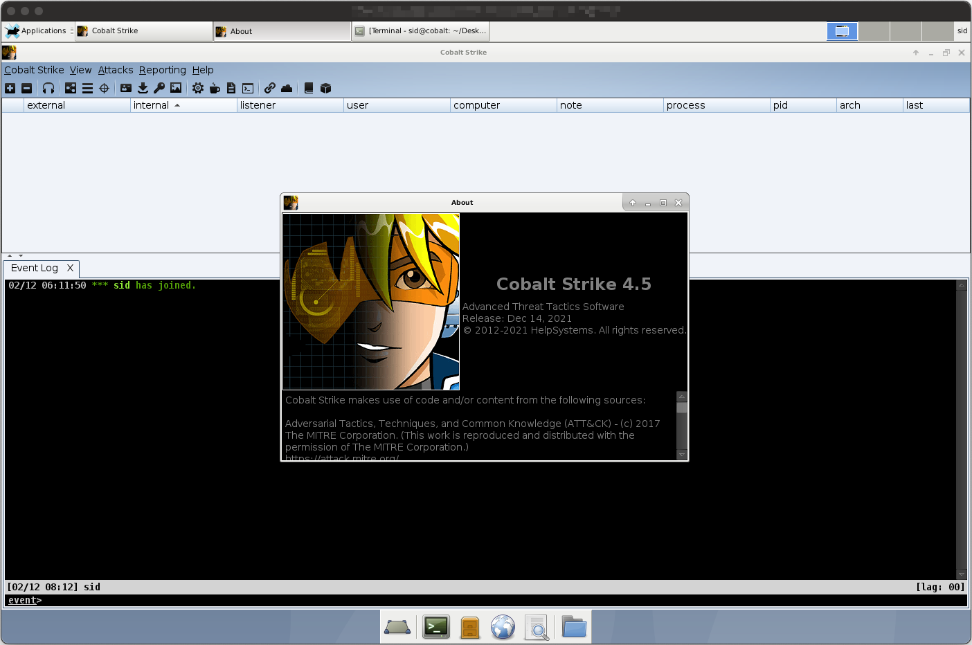 Screenshot of Cobalt Strike 4.5 &lsquo;About&rsquo; Page